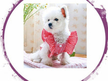 Load image into Gallery viewer, Top - Red Bow Checked Top with Frilly Sleeves and 3 Press Stud
