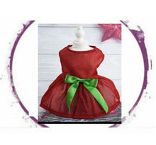 Load image into Gallery viewer, Dress - Glitter Red/Green with Sash Dress
