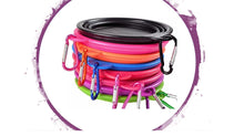 Load image into Gallery viewer, Dog/Cat Bowl- Collapsible comes in a Variety of Colors ( incl Carabiner Link)
